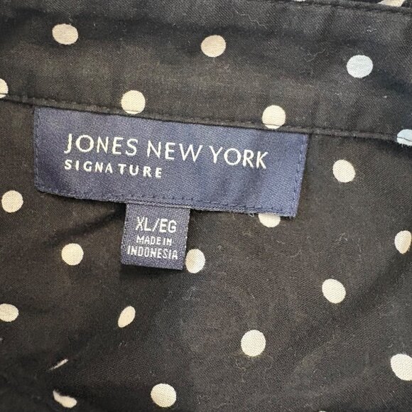 Jones New York Signature Womens Black & White Rose Print Button-Up Shirt XL - Picture 5 of 10